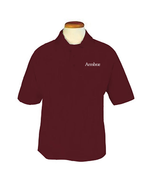 Tapered polo shirt - short sleeve maroon Middle and Upper School